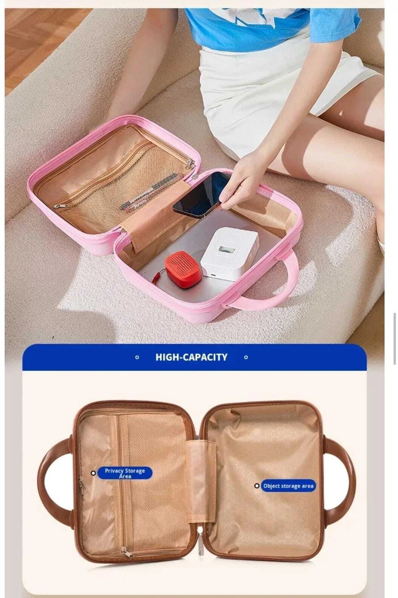 Kids vanity Bag Case with Handle, Cute Character Design, Travel Makeup Organizer mackup vanity Vanity Box (Multicolor)