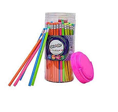 Lightweight Super Dark Rubber Pencils - 100 Pieces with Comfortable Grip | Extra Smooth Writing + 5 Sharpeners|stationaries