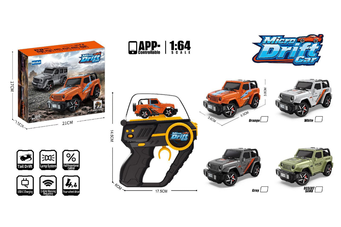 Mini  Drift Car 1:64 Scale Remote Control and App Control Car R/C