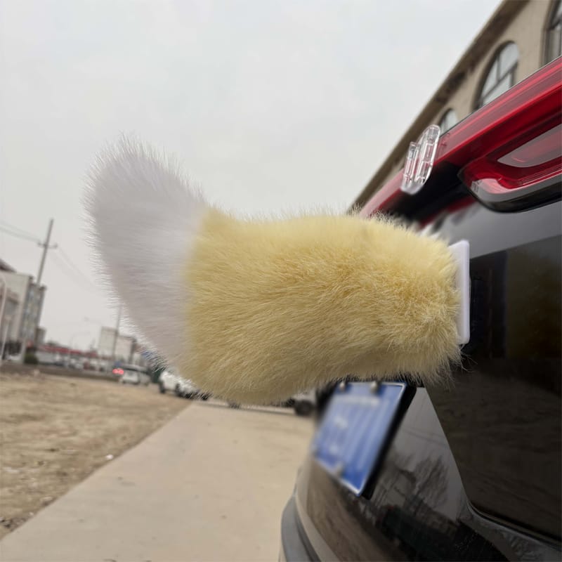 Cute Moving Cat Tail Decor – Multi-Purpose Snap-On Faux Fur Wagging Tail for Scooters, Bikes, Helmets, Cars
