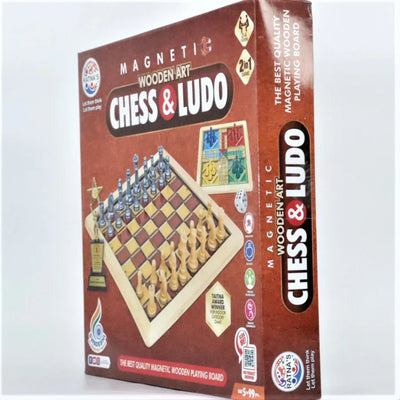 Magnetic Wooden Art Chess & Ludo Set (2-in-1 Game)