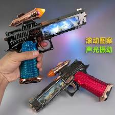 Toy Gun with Rocket Attachment and Blue Grip