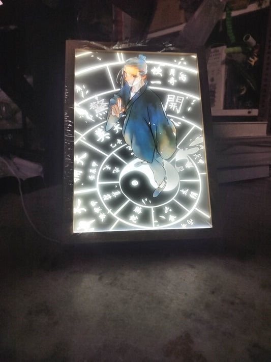 Taoist Master Anime LED Wall Frame – Yin Yang Glow Art with Zodiac Ring