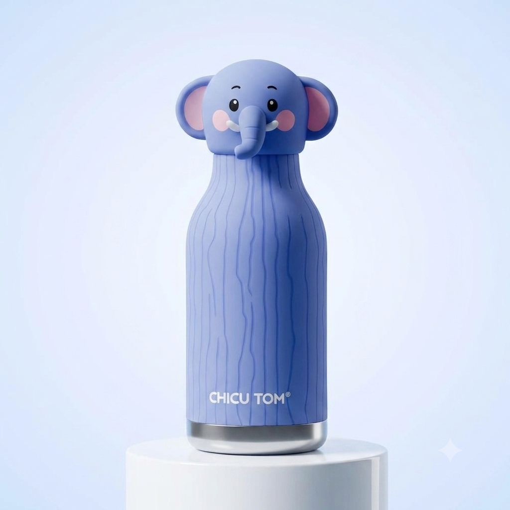 Cute Animal Character Insulated Stainless Steel Water Bottle for Kids & Adults (350ml / Leak-Proof)