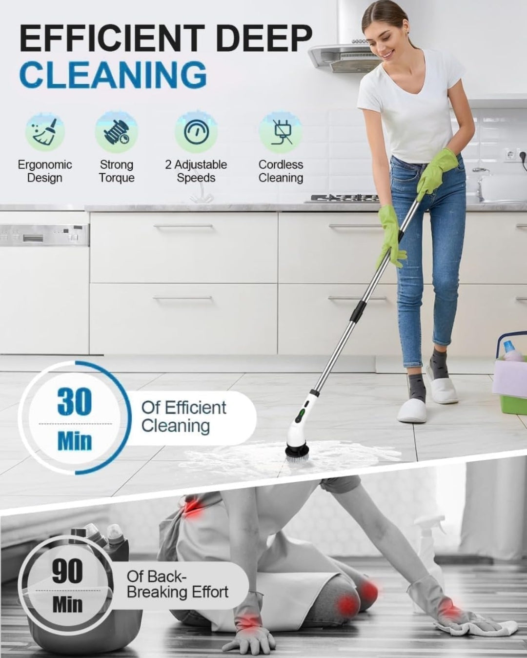 9-in-1 Electric Spin Scrubber | Power Through Stubborn Dirt