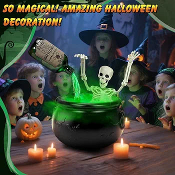 Halloween Witch Bucket Black Cauldron Bucket for Party Decorations Black Candy Bowl Trick or Treat Witches Cauldron Pot with Skeleton for Indoor Outdoors Decorations Horror Home Decoration Supplies