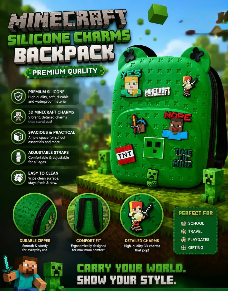 Premium Silicone DIY Charm Backpack for Kids – Waterproof, Lightweight School & Travel Daypack