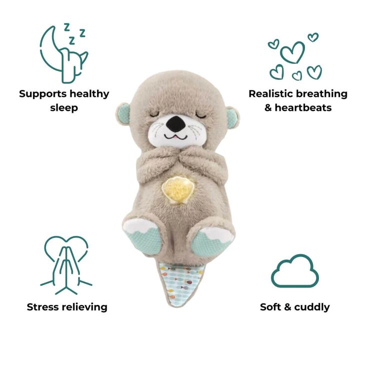 Sleep Breathing Teddy Bear Soft Toy with Light Sound