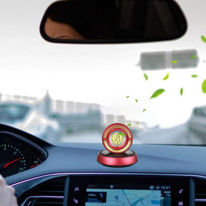 Solar-Powered Rotating "Good Luck" Car Air Freshener & Aromatherapy Diffuser