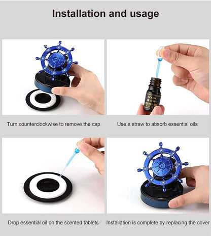 Solar-Powered Ship Steering Wheel Car Air Freshener