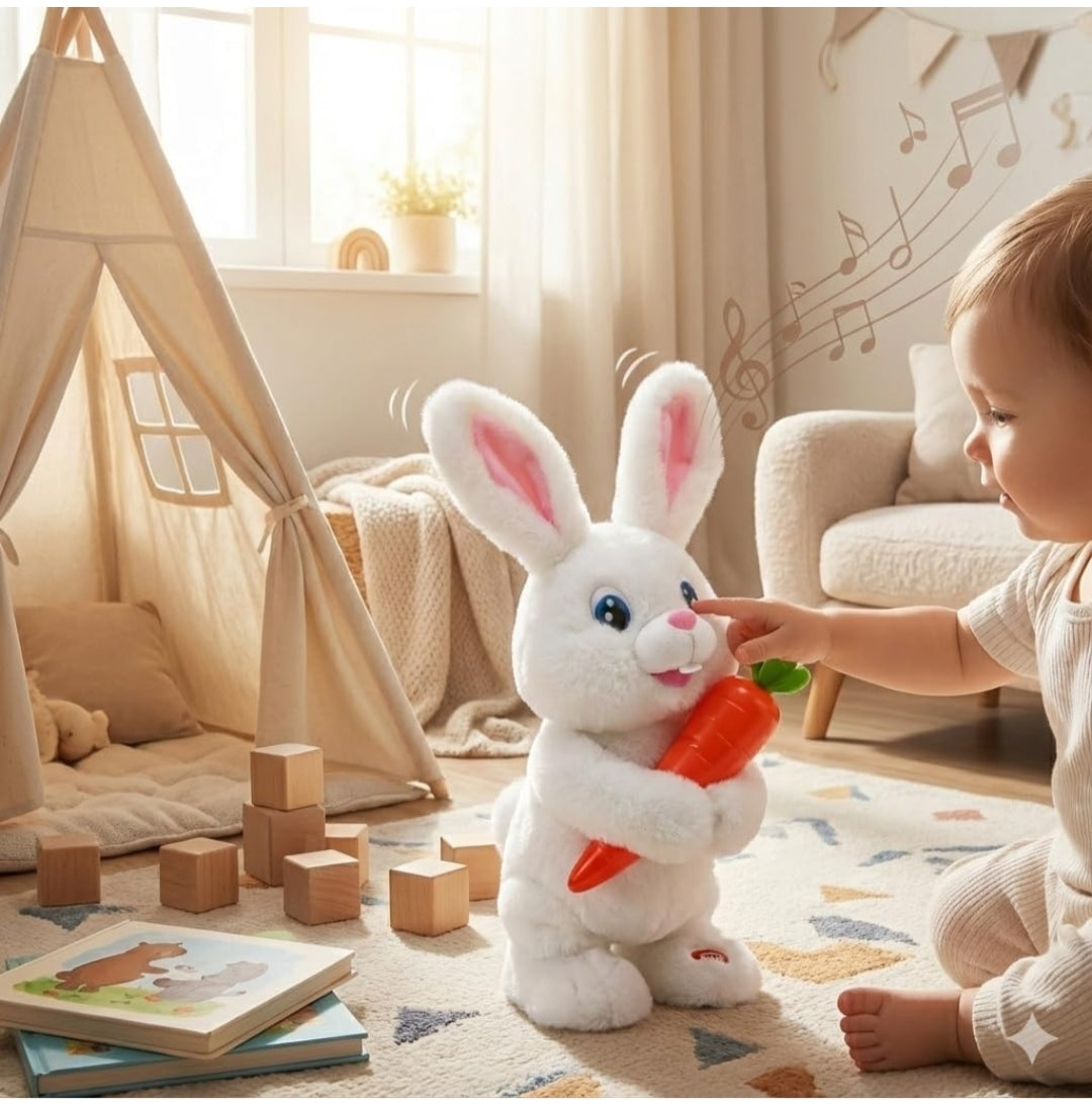 Interactive Talking Rabbit Toy for Kids | Repeating Bunny Plush with Voice Recording, Music & Movement