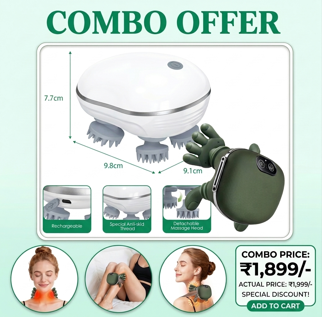 2-in-1 Full Body & Scalp Electric Massager Combo
