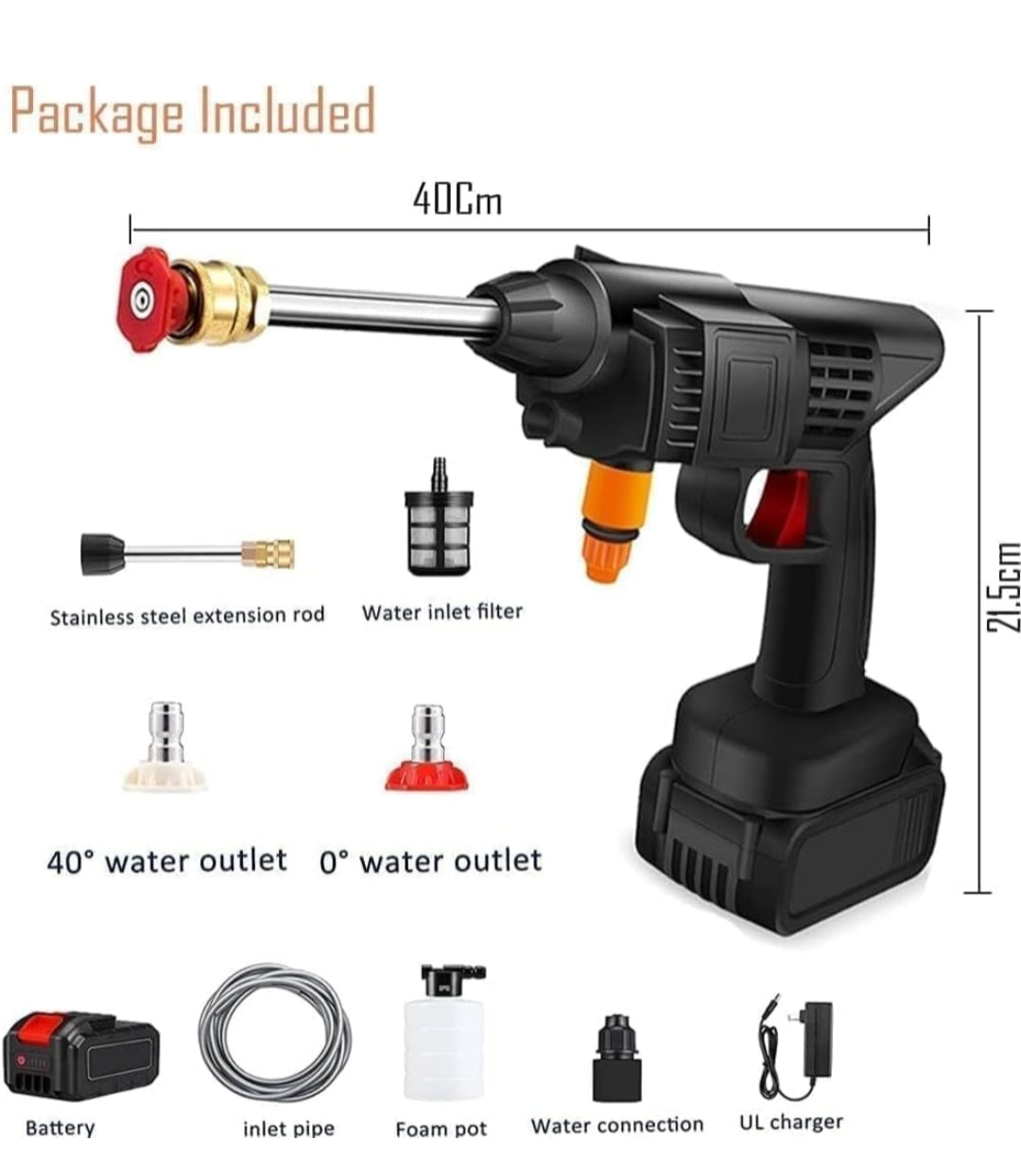 Cordless Portable Wireless Pressure Washer Gun 48V 12000mah High Pressure Water Gun for Car Wash Bike Washing Cleaning| Adjustable Nozzle and 5M Hose Pipe