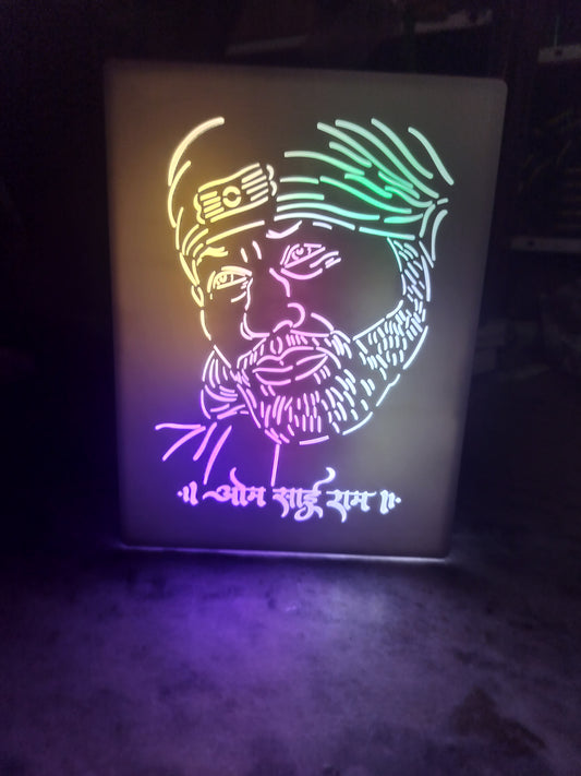 Sai Baba LED Wall Frame – Om Sai Ram Multicolor Light Panel