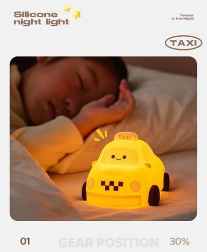 Taxi Night Silicone Lamp – Rechargeable LED Night Light for Kids, Dimmable Touch Sensor.
