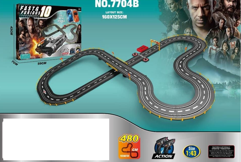 1:43 480cm Fast & Furious Top Turbo Racing Car Track Set