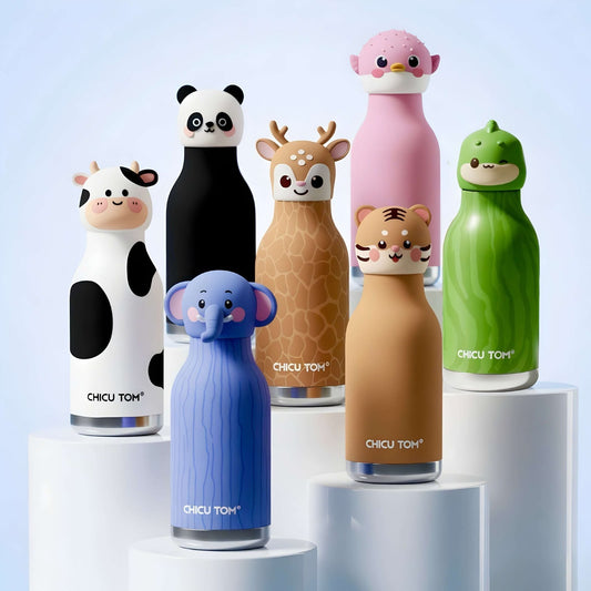 Cute Animal Character Insulated Stainless Steel Water Bottle for Kids & Adults (350ml / Leak-Proof)