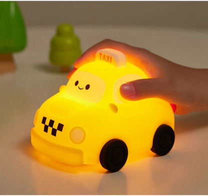 Taxi Night Silicone Lamp – Rechargeable LED Night Light for Kids, Dimmable Touch Sensor.