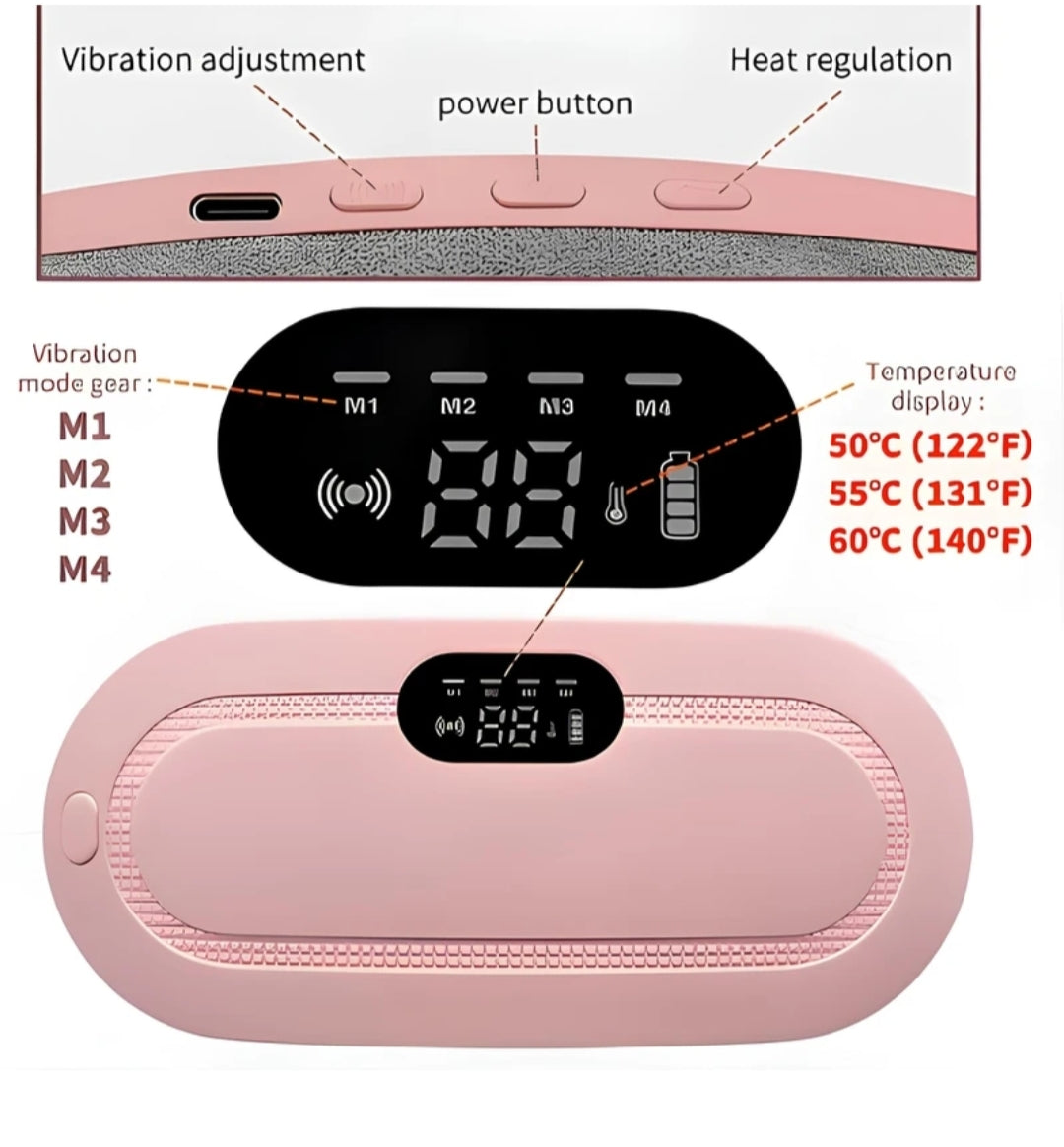 Cordless Heating Pad & Vibrating Massage Belt | 3 Heat Levels & 3 Massage Modes | Fast-Heating Waist Belt for Period Relief & Back Support