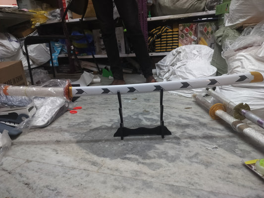 Demon Slayer-Inspired Decorative Katana Sword – White Blade with Arrow Design