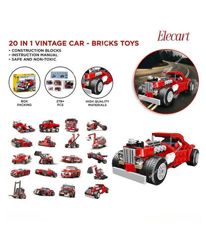 Architect 20-in-1 STEM Building Blocks Set 278+ Pieces Educational Construction Kit for Kids | Build Racing Cars, Bikes, Jeeps, SUVs | Model 31010