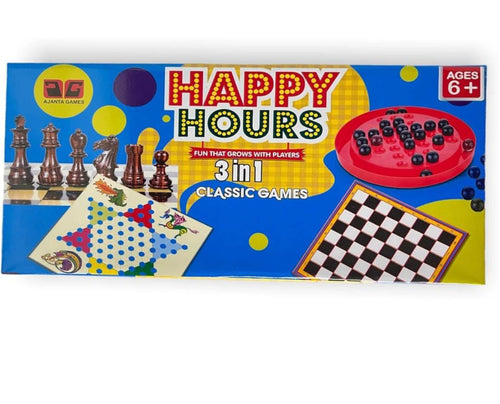 Happy Hours 3-in-1 Classic Board Games by Ajanta Games