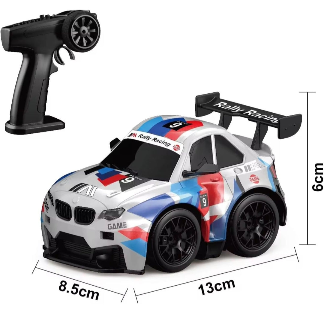 High-Speed RC Drift Car with Spark Effect | Short Axis 2.4GHz Remote Control Racing Toy with LED Lights & Replaceable Drift Tyres for Kids & Adults