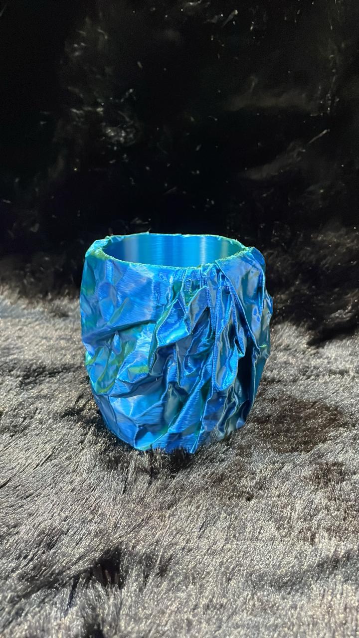 Iridescent Crinkle Metallic Vase - Teal & Green / Purple & Blue