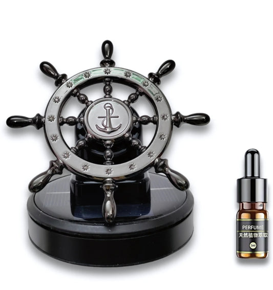 Solar-Powered Ship Steering Wheel Car Air Freshener
