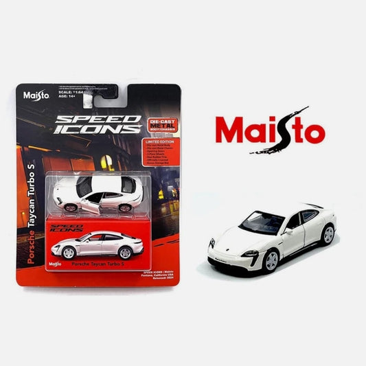 Maisto Speed Icons Porsche Taycan Turbo S Die-Cast Car (White )