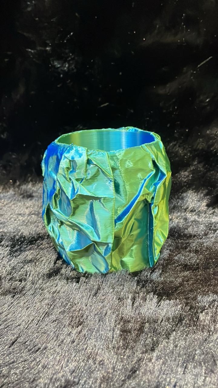 Iridescent Crinkle Metallic Vase - Teal & Green / Purple & Blue