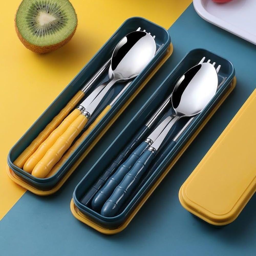 Portable Spoon & Fork Cutlery Set with Case.