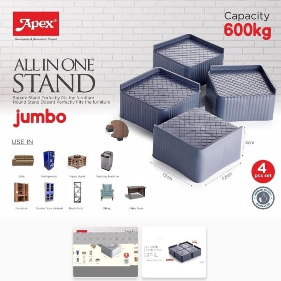 Apex All-in-One Heavy Duty Furniture Stand (Jumbo, 4 Pcs Set, 600kg Capacity)