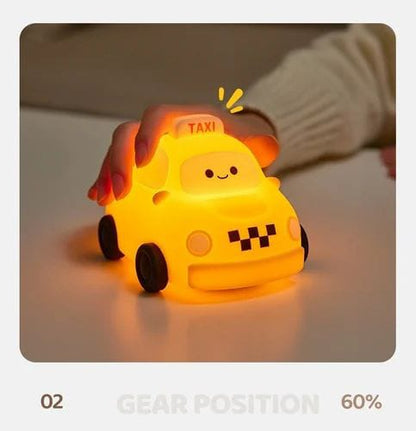 Taxi Night Silicone Lamp – Rechargeable LED Night Light for Kids, Dimmable Touch Sensor.