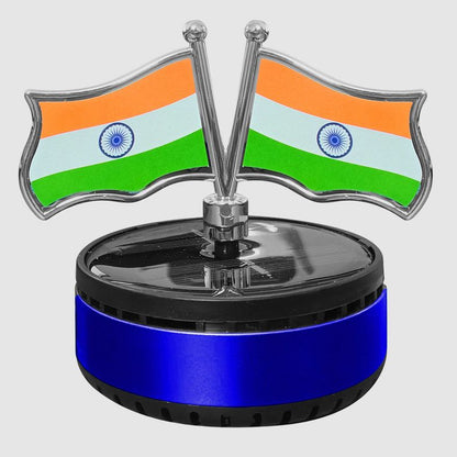 Solar Power Rotating Indian Flags Car Air Freshener Perfume Oil Diffuser Black Fragrance Dashboard Perfume With 5Ml Refill Multicolor