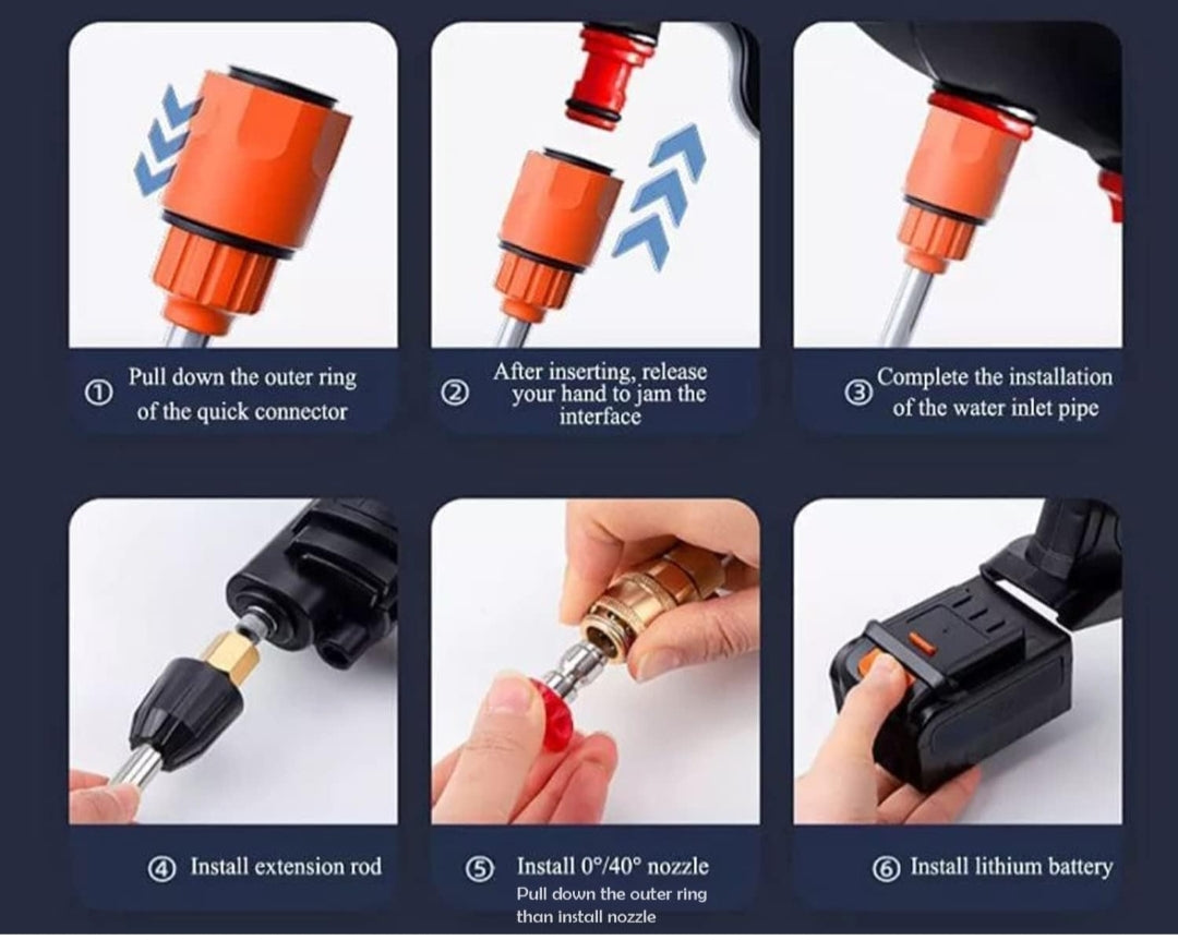 Cordless Portable Wireless Pressure Washer Gun 48V 12000mah High Pressure Water Gun for Car Wash Bike Washing Cleaning| Adjustable Nozzle and 5M Hose Pipe