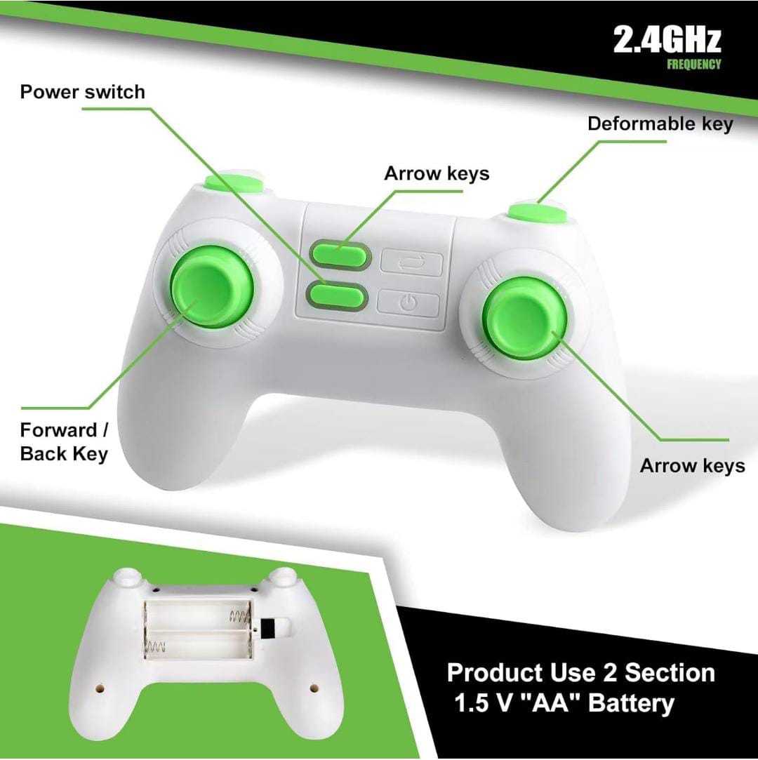 Transforming Stunt RC Car – 2-in-1 Remote Control Racer & Robot with 360° Spins and LED Lights