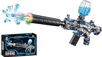 Gel Blaster Toy Gun – Blue & White Splatter Edition ( light flashing...) high speed gun🔫