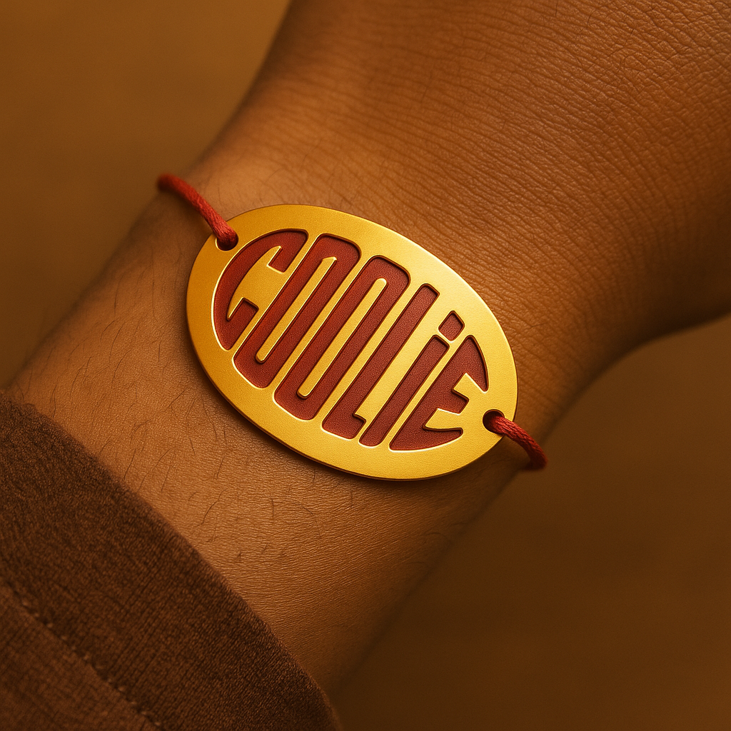 "COOLiE" Statement Pendant – Vintage Oval Tag in Gold & Maroon Finish (Pack of 2)