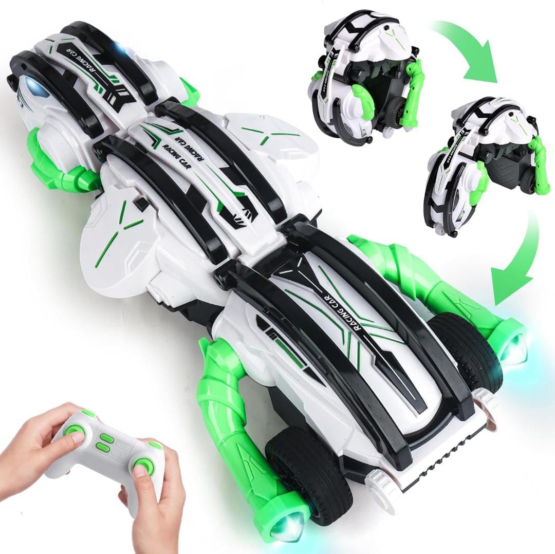 Transforming Stunt RC Car – 2-in-1 Remote Control Racer & Robot with 360° Spins and LED Lights