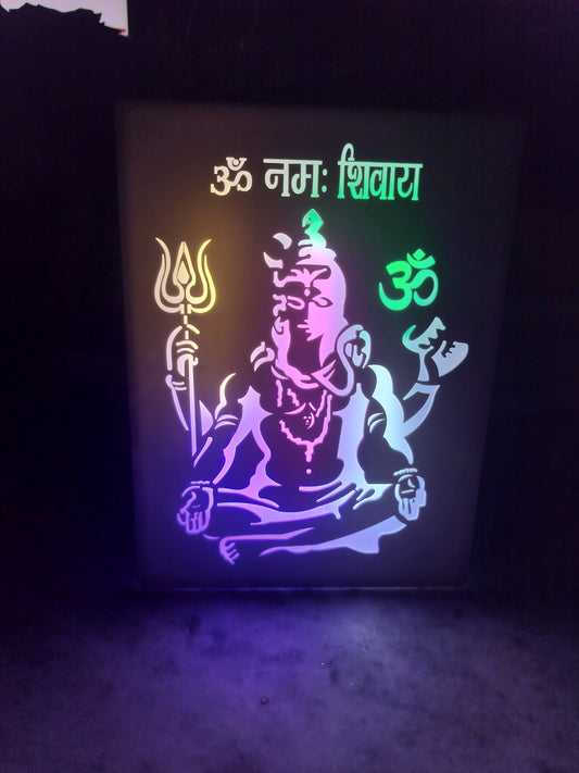 Om Namah Shivaya LED Wall Frame – Multicolor Light Shiva Decor