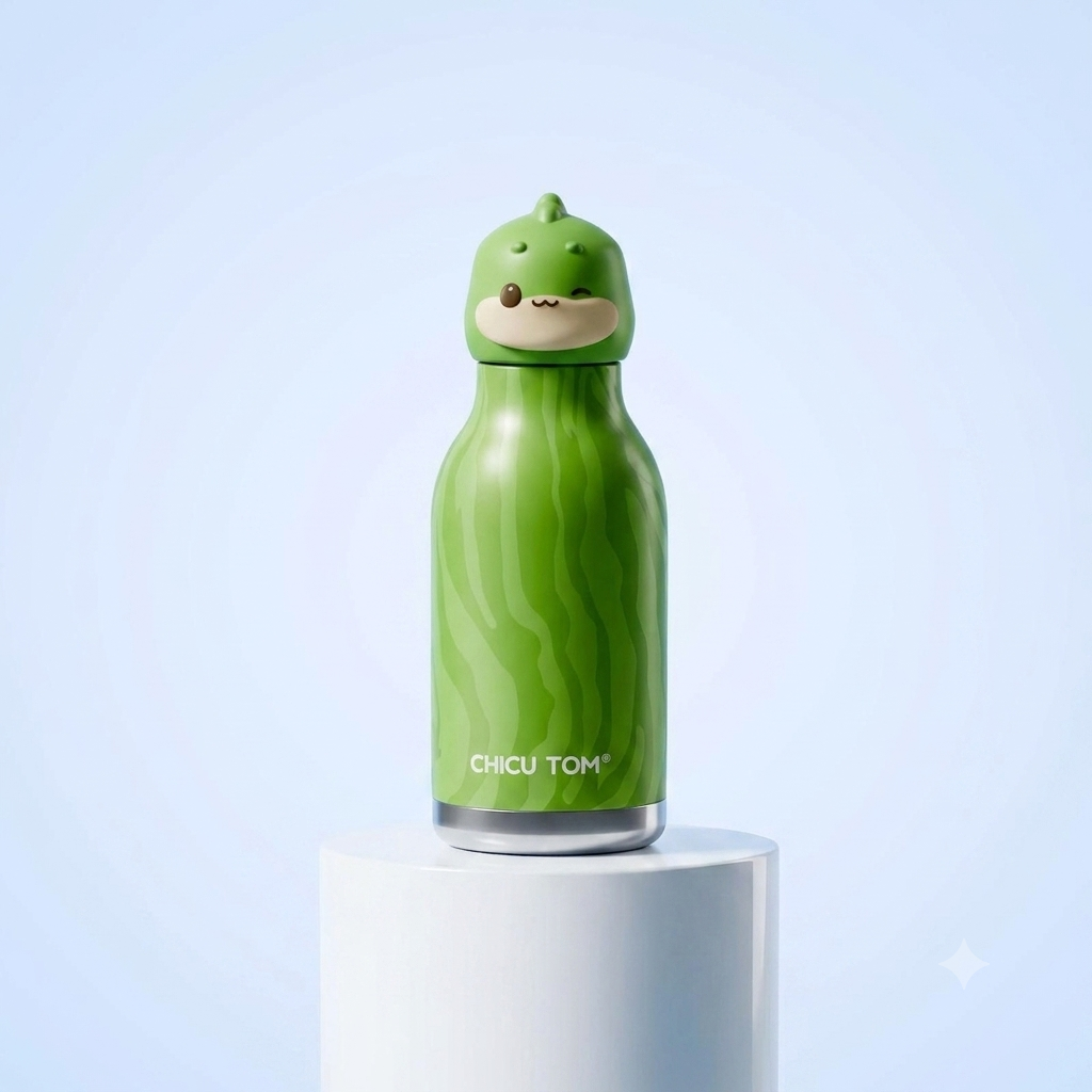 Cute Animal Character Insulated Stainless Steel Water Bottle for Kids & Adults (350ml / Leak-Proof)