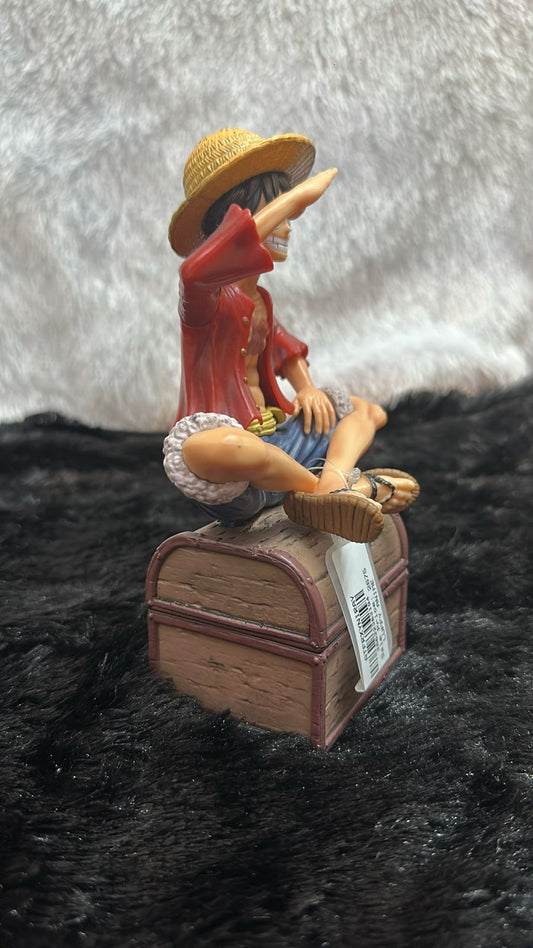 One Piece Monkey D. Luffy Sitting on Treasure Chest Figurine