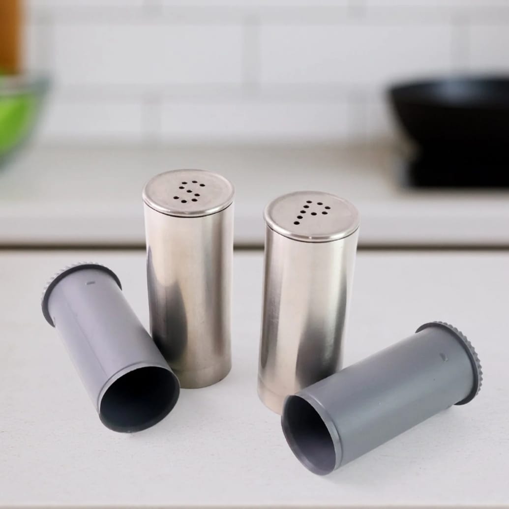 Stainless Steel Salt & Pepper Shaker  – Modern Kitchen Seasoning Dispenser