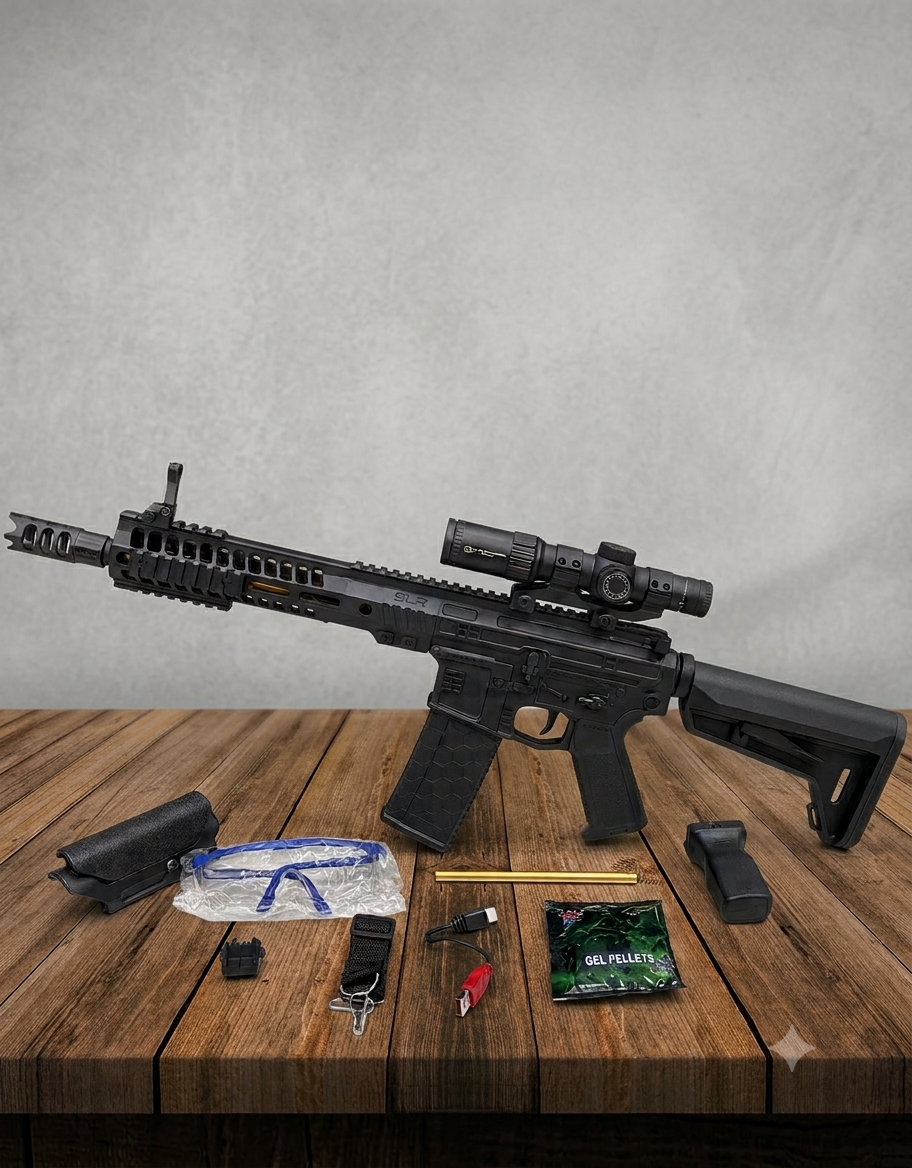 SLR Electric Gel Blaster Toy Gun – Dual Mode Rapid Fire with Power-Driven Mag & Full Accessory Kit (Ages 14+)