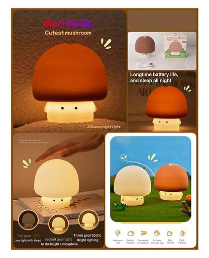 Mushroom Silicone Night Lamp Colour Changing Night Light for Kids Bedroom Children's Room Decoration