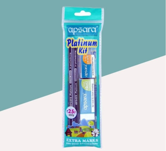 Apsara kit 
(2pencil ,scale ,eraser ,sharpener)