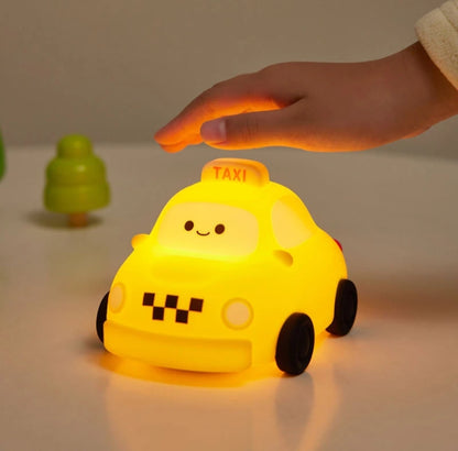Taxi Night Silicone Lamp – Rechargeable LED Night Light for Kids, Dimmable Touch Sensor.