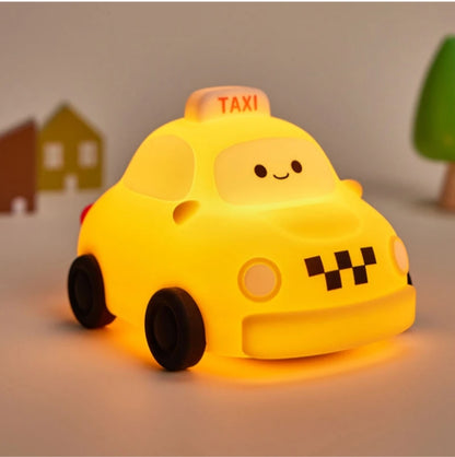 Taxi Night Silicone Lamp – Rechargeable LED Night Light for Kids, Dimmable Touch Sensor.