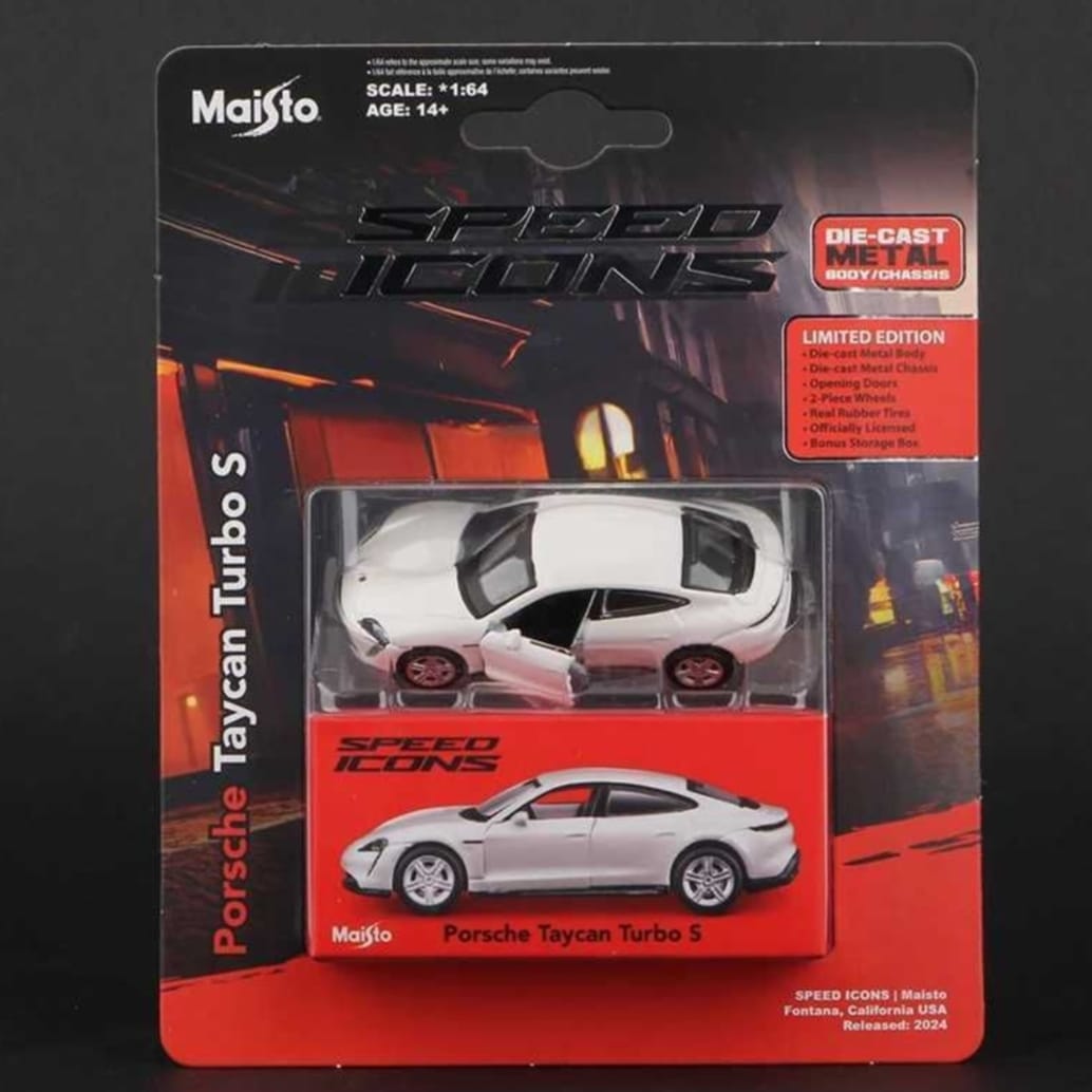 Maisto Speed Icons Porsche Taycan Turbo S Die-Cast Car (White )